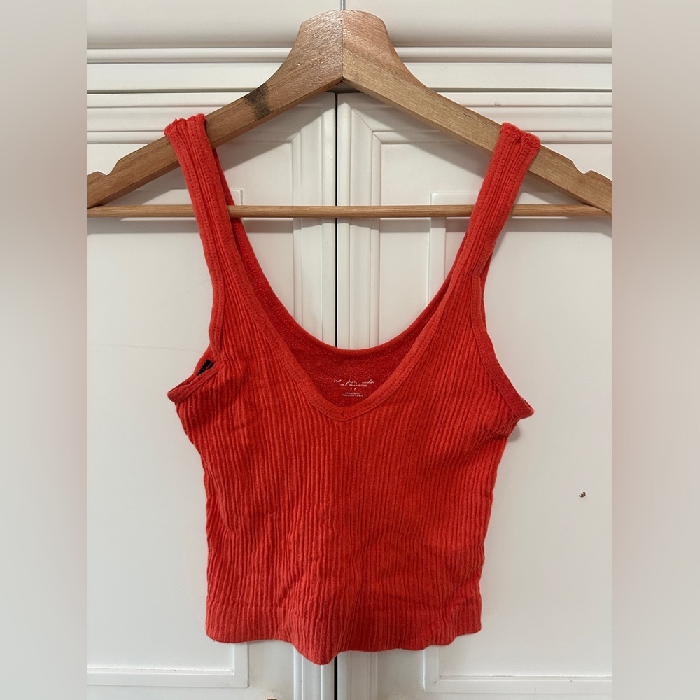 Urban Outfitters Out From Under Red Ribbed Cropped Tank Top